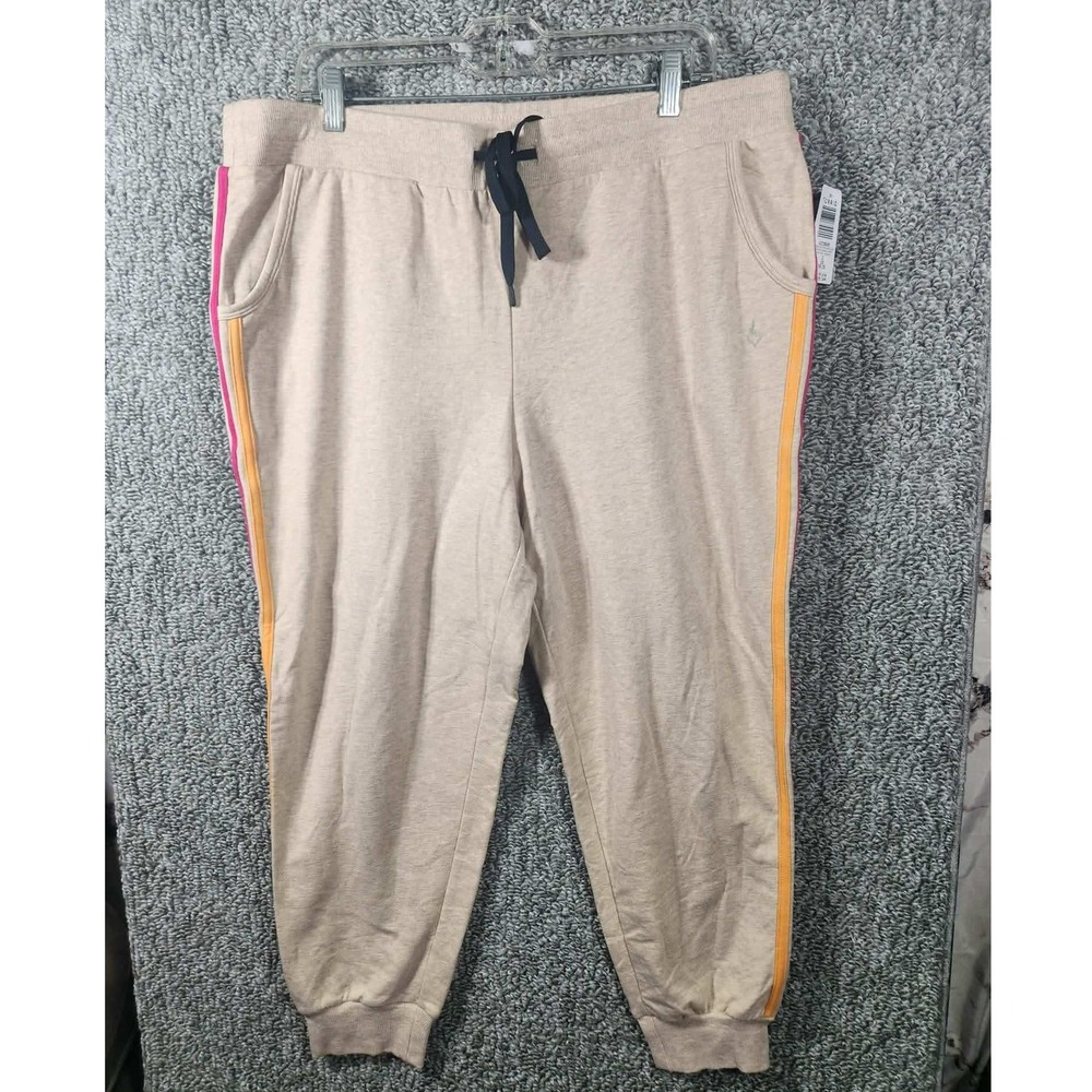 Torrid Active Jogger Heather Oatmeal Rainbow Stripe Fleece Womens Plus 2X 18-20